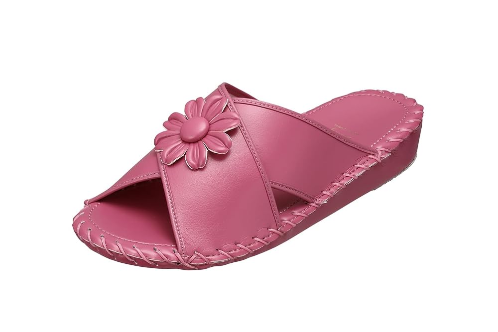 Pansy Women's Room Shoes 9370J Hand-Knitted Footbed Size LL Pink