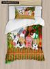 Bauernhof Tiere König Königin Bettbezug Cartoon Bauernhaus Kuh Schwein Ente Bettwäsche Set für Jungen Mädchen Schaf Grün Polyester Bettdeckenbezug