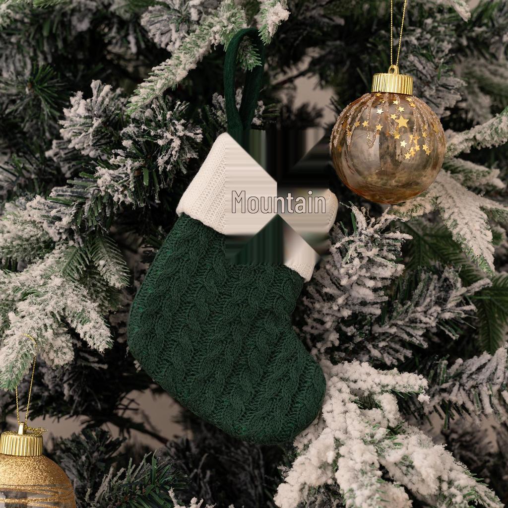 Haobei Green Knitted Christmas Stocking with Embroidered Lettering – Woolen Gift Bag Décor
