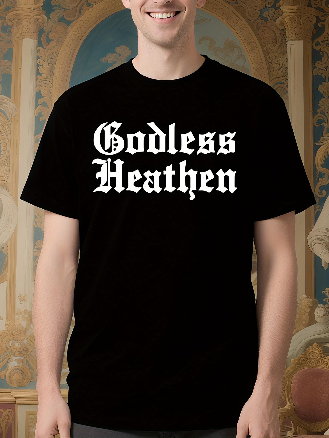 Hi-4648 Funny Atheist Graphic Tshirt - Godless Bold White... S