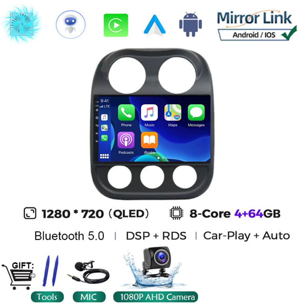 Android14 Car Radio For Jeep Compass Patriot 2010 - 2016 Autoradio Stereo 2 Din Player GPS Navigation Carplay DSP OBD CD Player