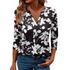 Women's Casual Fashion Sexy Comfortable V-Neck Floral Seven Sleeve Top