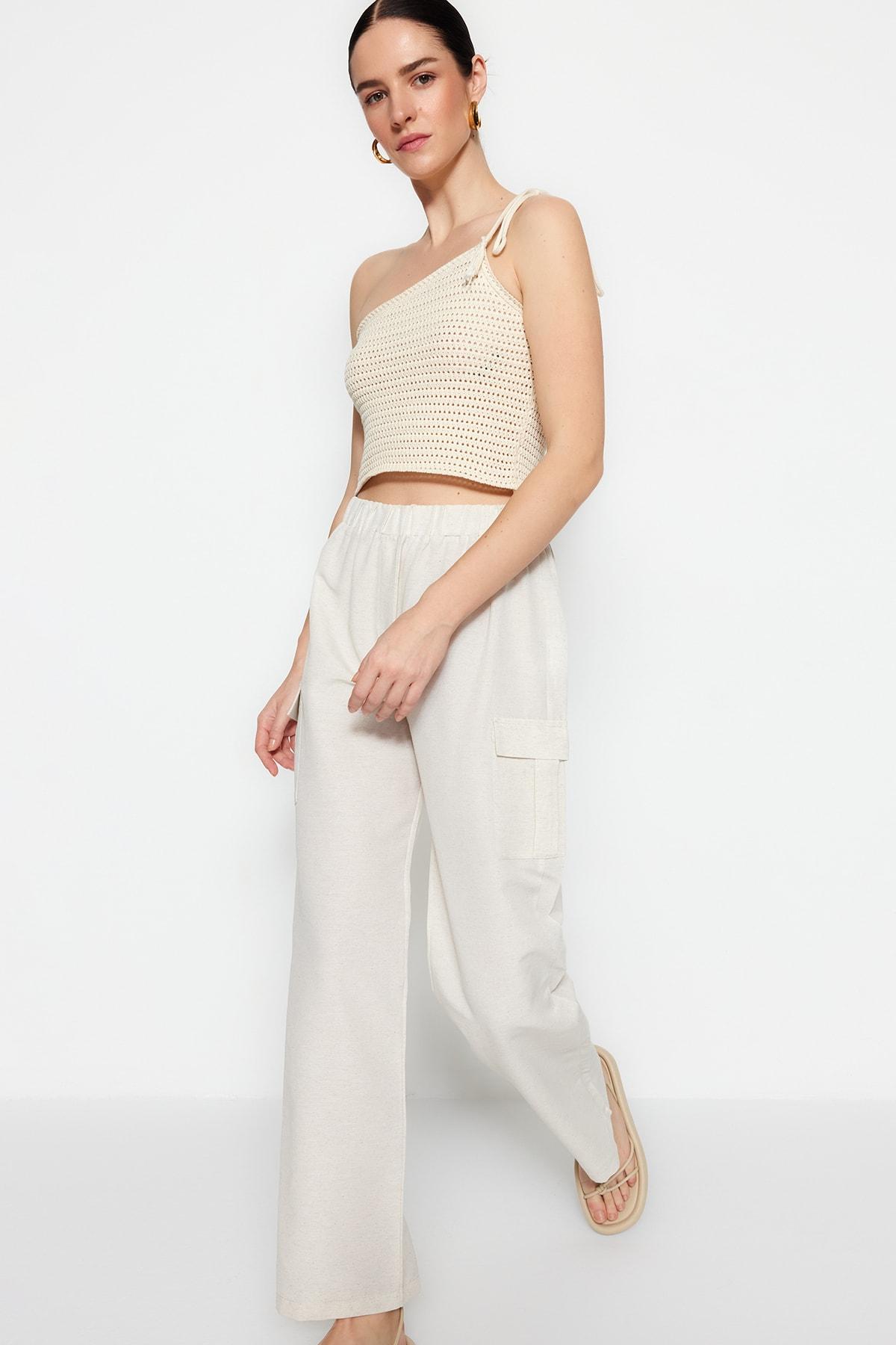 

Кремовые тканые брюки с карманами TWOSS23PL00141..