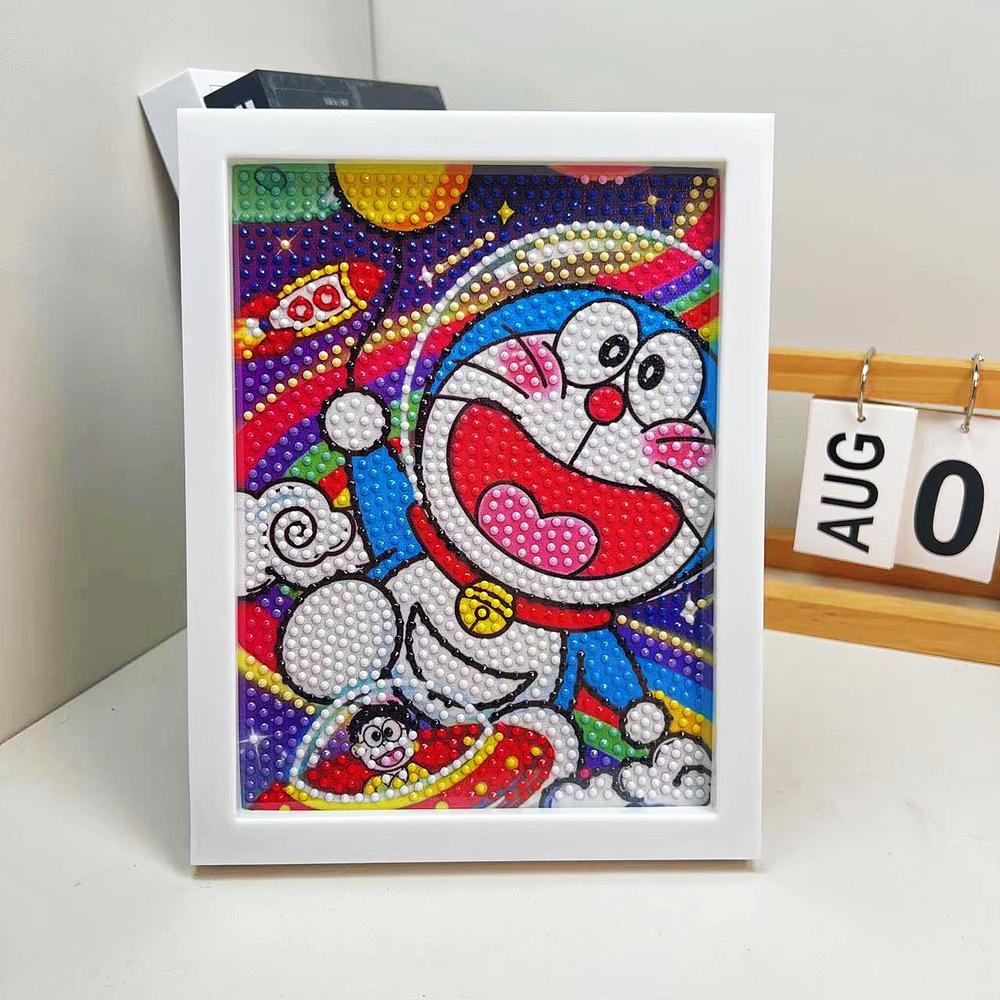 Cartoon Diamond Painting Children's Handmade Diy Diamond Stickers Bedroom Living Room Decorative Painting Masonry Painting with Photo Frame.