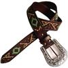 Leather Belt Navajo Totem Oil Paint Relief Shiny Niche Rhinestone Inlaid Removable Button Head