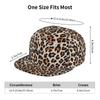 Leopard Print Baseball Cap Men Women Adjustable 3D Printed Snapback Flat Bill Hip Hop Hat Flat Brimmed Hat