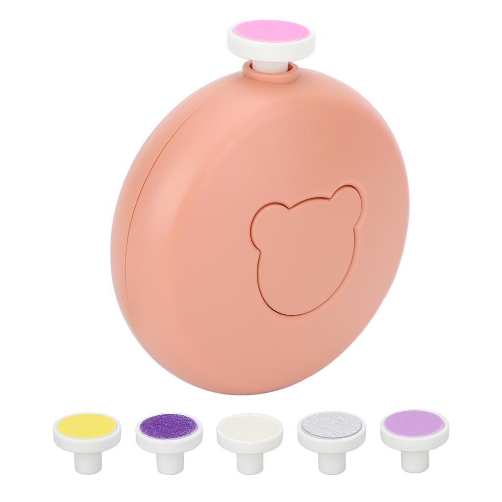 Electric Baby Nail Trimmer Nail File Tool Set Nail Clipper for Infant Baby with 6 Grinding Heads Orange