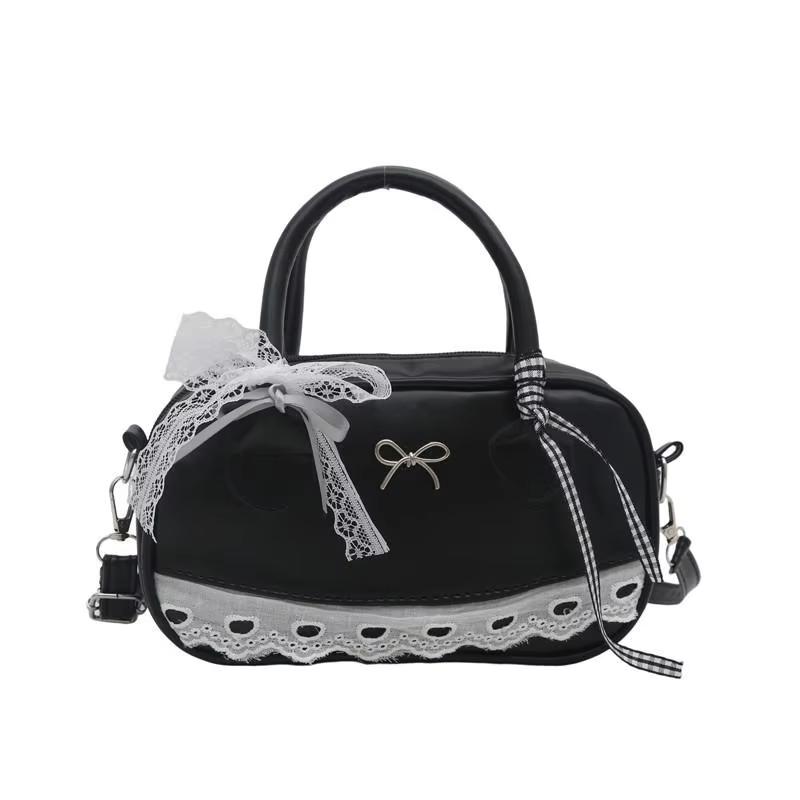 Simple Elegant Handbag Bost Shoulder Bag Lace Ribb Bow Decor Crossbody Bag Small Square Bag Casual Women Bags