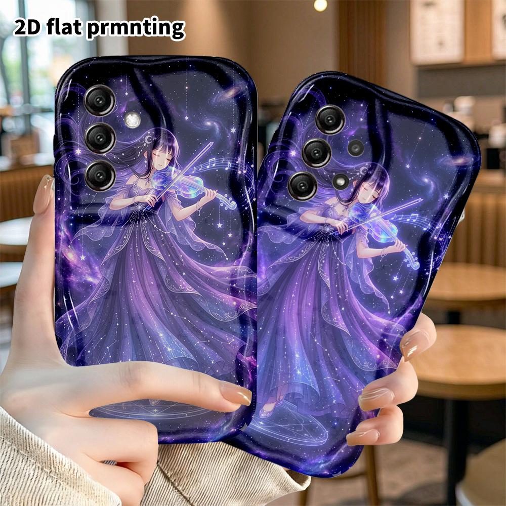 Phone Case: 2D Flat Samsung Galaxy A34 A35 M05 M06 S20 S22 S21 FE Plus 5G Protective Case, Girl Playing Violin, Christmas and Halloween Gifts