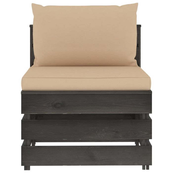 Canapé d'angle Sectionnel - VIDAXL - Bois Imprégné - Beige et Gris - Réversible - 4 personnes