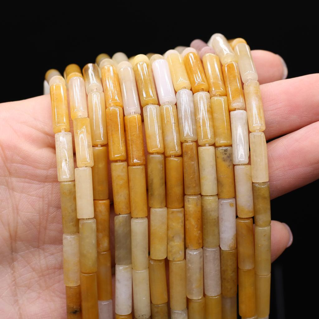 1 Strand Natural Stone Beads Long Cylindrical Crystal Quartz Agate Loose Spacer Beads for Jewelry Making DIY Necklace Bracelet Accessories 7x13 Mm
