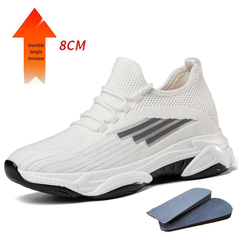 Men s Hidden Height Round Toe Mesh Loafers - 8CM Lift, Lace-Up Casual Sporty Shoes Size 39
