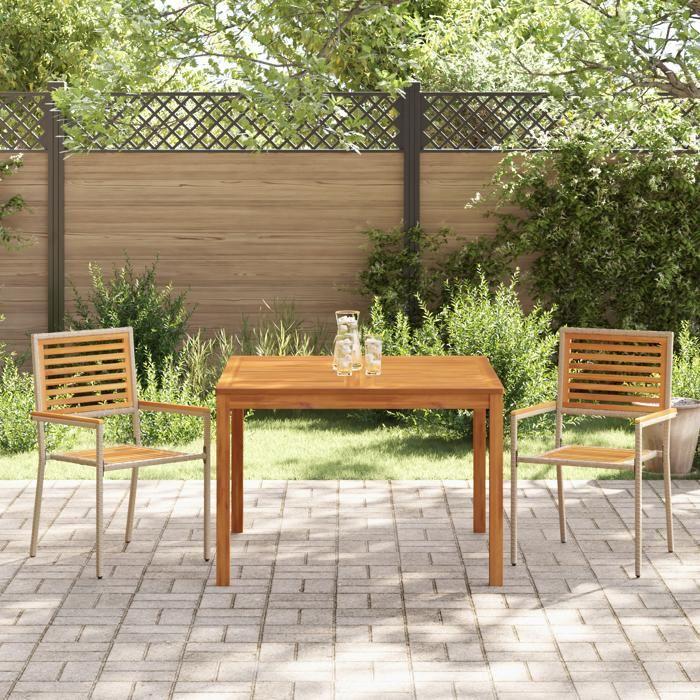 VidaXL Ensemble de salle à manger de jardin 3 pièces beige, acacia 3365531