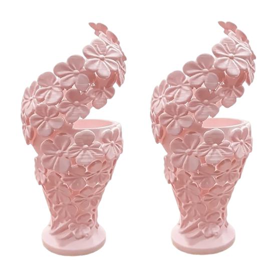 Flower Vase Decoration 2Pcs Floral Sculpture Vase Modern Artistic Holder with Matte Finish