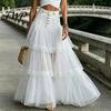 Long Skirt Women Skirt, High Waist Mesh Splicing Soft Breathable Patchwork Hip Covering Maxi Versatile for Party Beach Wedding Night Out Comfortable