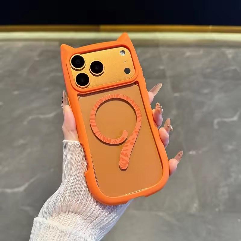 3D Cat Ear Magnetic Charging Case for IPhone 17 16 15 14 13 12 11 Pro Max 16 Plus 12 13 Mini 17Air Transparent PC TPU Armor Cover