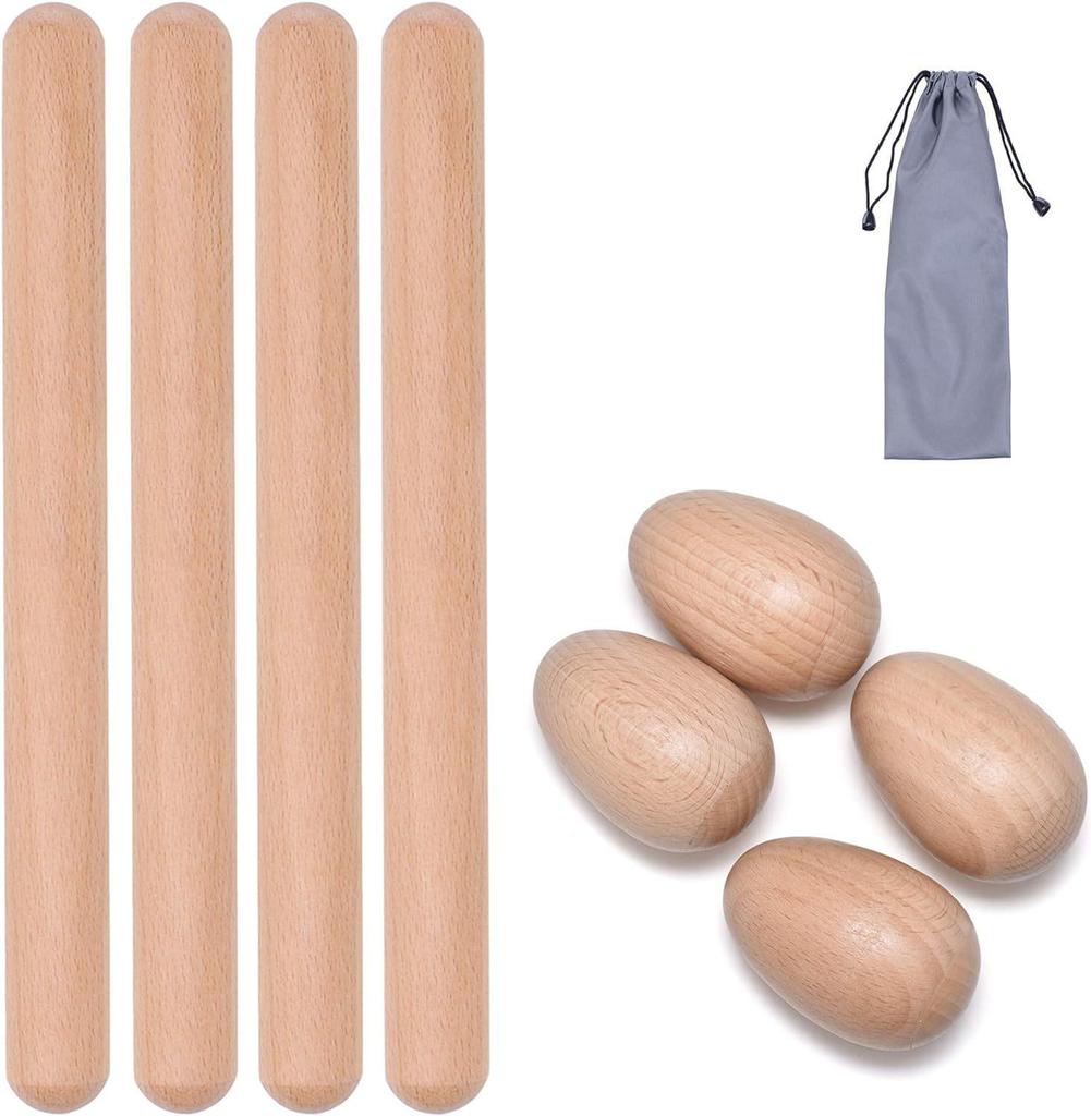 Children's Early Education Wooden Drumstick Set - Orff Percussion Rhythm Sticks & Mallets