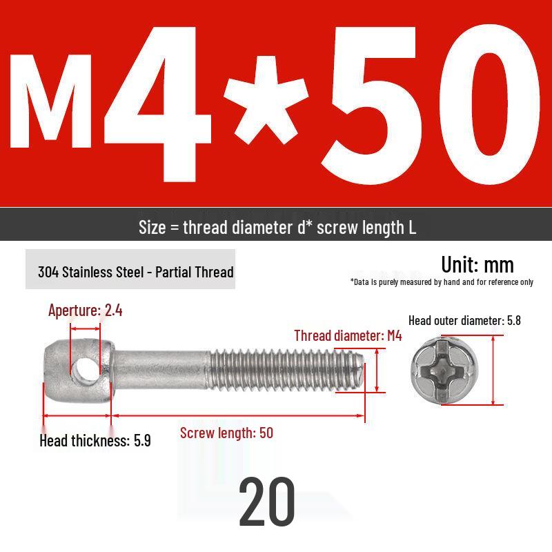 304 Stainless Steel Lead Seal Galvanized Meter Screw with Cross Hole