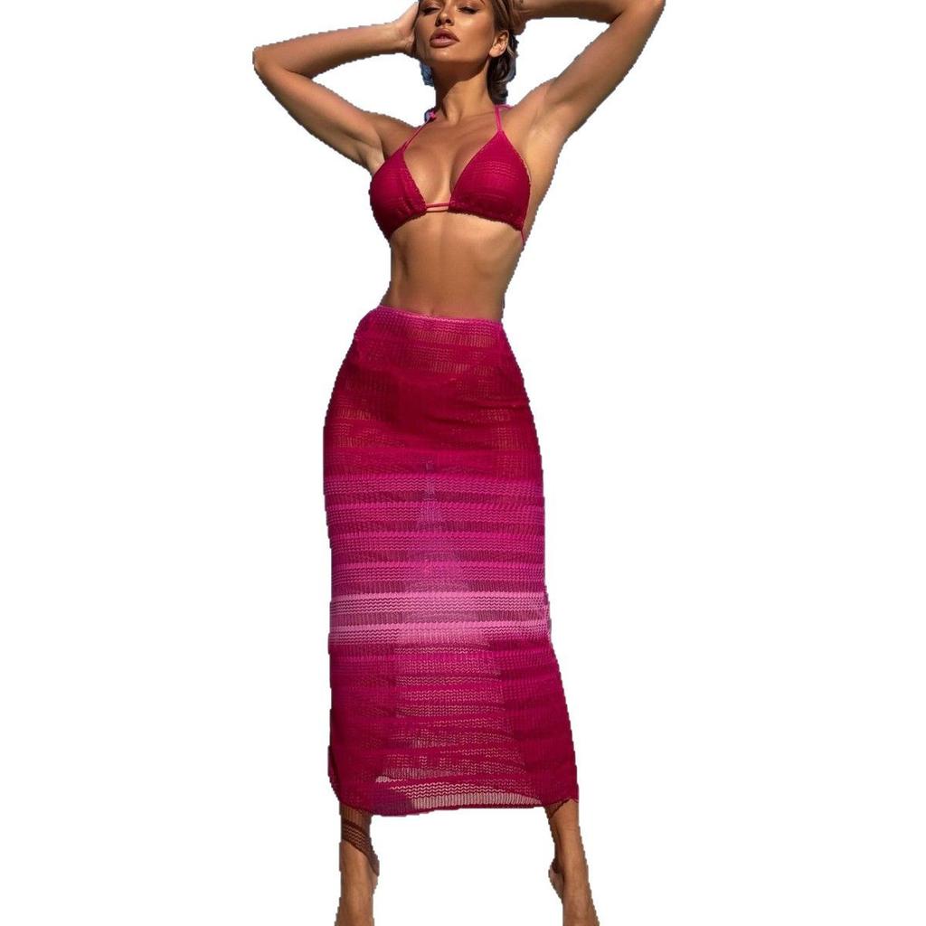 2026 Gradual Change Mesh Three-piece Beach Dress Sexy Bikini