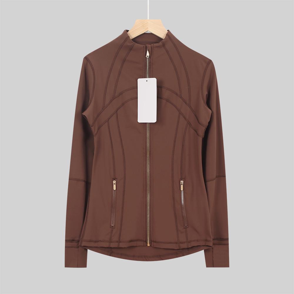 Available: Original Gold Quick-Dry Slimming Fitness Jacket with Stand-Up Collar and Long Sleeves for Running & Yoga.