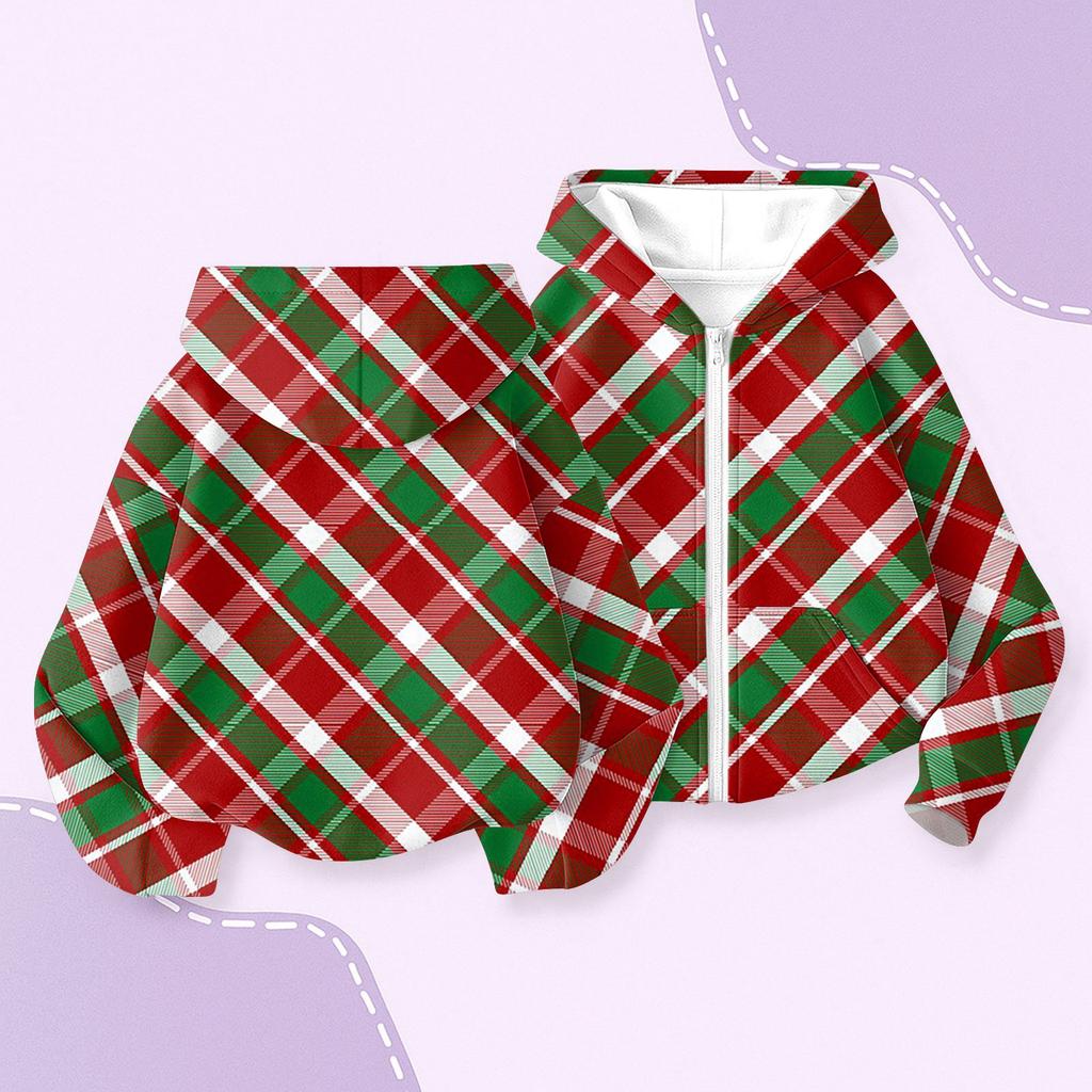 Children's Fashion Christmas Printed Long Sleeved Hooded Sweatshirt, Girls' Hoodie Jacket