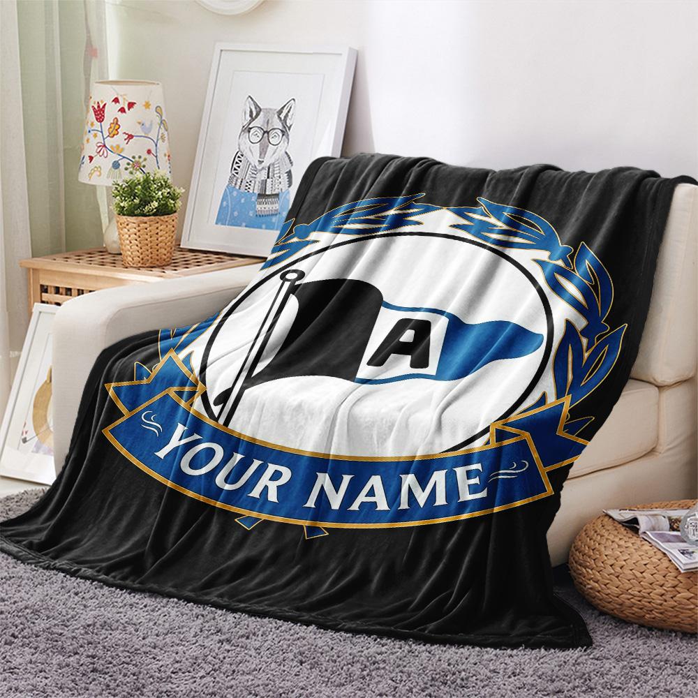 Custom Name Arminia Bielefeld Flannel Blanket, High quality Comfortable for All Seasons, Home Decor, Warmth and Comfort