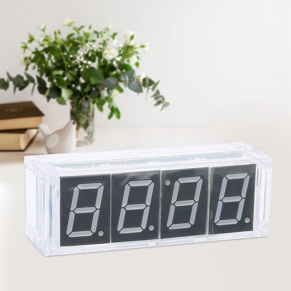 4-digit Digital LED Clock Kit Auto Display Time/Temperature Electronic Kit Clock - Red