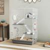 4-Tier, 16-Tube Hamster Cage with House, Ramp, and Accessories, Metal and Plastic, 47x30x70 cm, Grey
