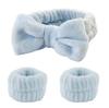 1/2/3pcs Bow Headband Wristband Set Towel Elastic Soft Washing Face Shower Make Up Yoga Sports Skincare Headband For Women Girls