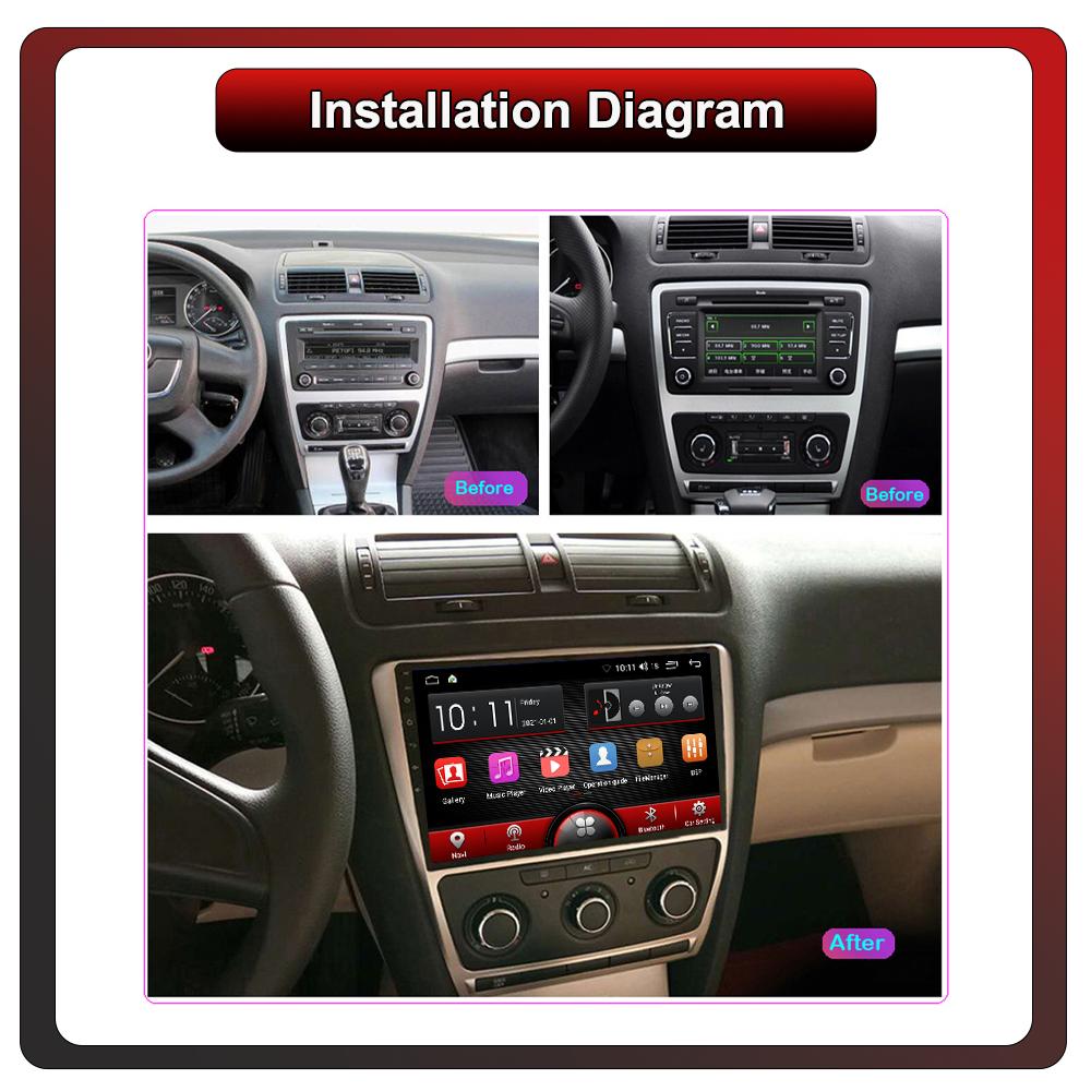 2Din Android Car-Play Car Radio,Skoda Octavia A5 2005-2013,Multimedia Player Head Unit Stereo GPS Navigation BT WIFI,2+32GB