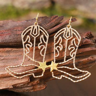 New Vintage Personality Cowboy Boot Earrings For Women Girls Wild West Style Dangle Zircon Gift