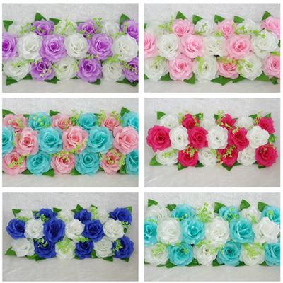 Langlebige künstliche Blumenreihe mit grünen Blättern, praktische Rosen-Wanddekoration für Hochzeiten