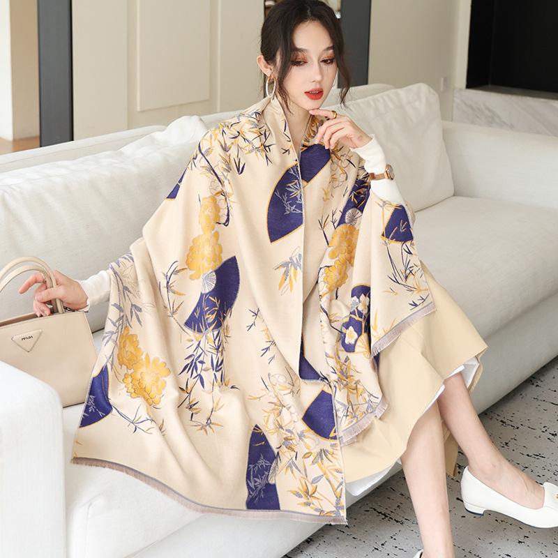 65 * 190cm Autumn And Winter New Women'S Solid Color Versatile Simple Tassel Imitation Cashmere Double-Sided Scarf Warm Scarf Atmosphere Shawl