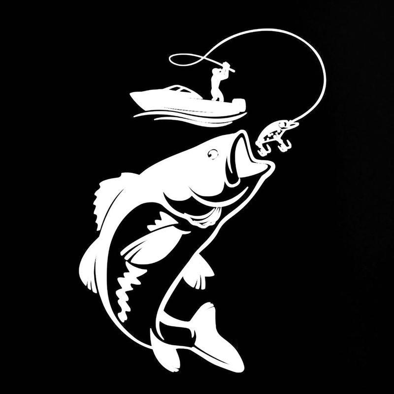 Fishing Bass Lure Spinner Rod Pole Net Fish Car Stickers Motorcycle ...