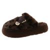 Autumn and winter new leopard print hair slippers women's winter warm thick bottom bag head hair slippers home wear cotton drag women