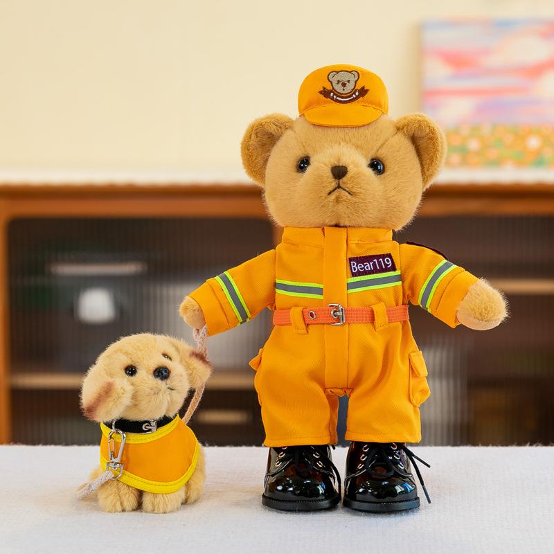 Camouflage Police Bear Soldier Brother Bear Doll Children Plush Toy Standing Doll Rag Doll Gift