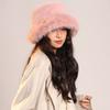 Warm Artificial Fur Hat Imitation Fur Winter Cap Elegant Plush Bucket Hat  Streetwear