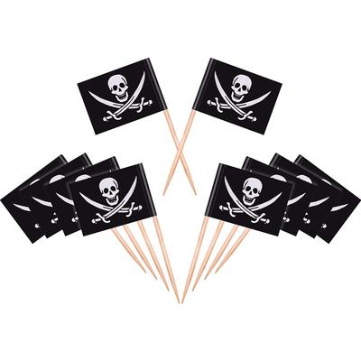 10 Stück Piratenflagge Zahnstocher Papierbecher Kuchenaufsatz Piraten-Thema Geburtstagsparty Kuchendekoration Halloween Cocktail-Auswahl Zubehör