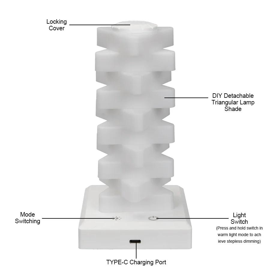 DIY Color Changing Desk Lamp RGB 16 Color LED Lamp Bedroom Bedside Table Decoration Lamp Touch Switch Multi-step Light