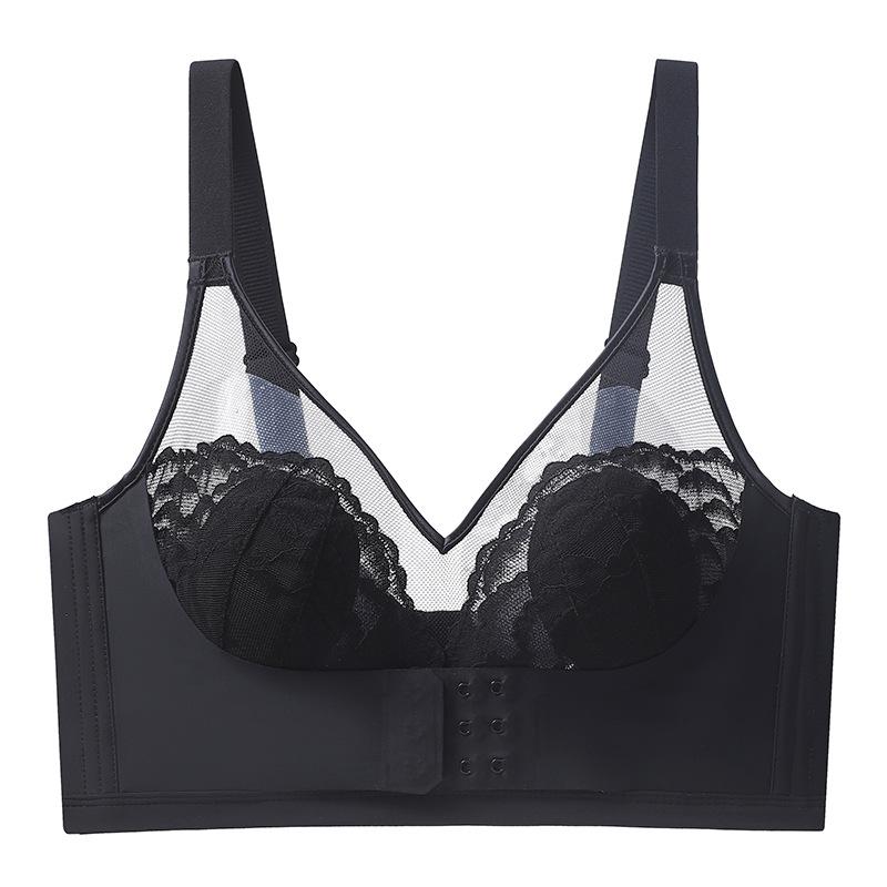 Front buckle type ultra-thin large breasts and small underwear for women without steel rings to gather and prevent sagging and close sub-breasts bra