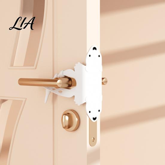 Cute Cartoon Door Protector Silicone Silencer Lock Sleeve, 5-Position Adjustable Latch Cover Buffer, Wall for Handle Bear Cushion Noise Reduction,