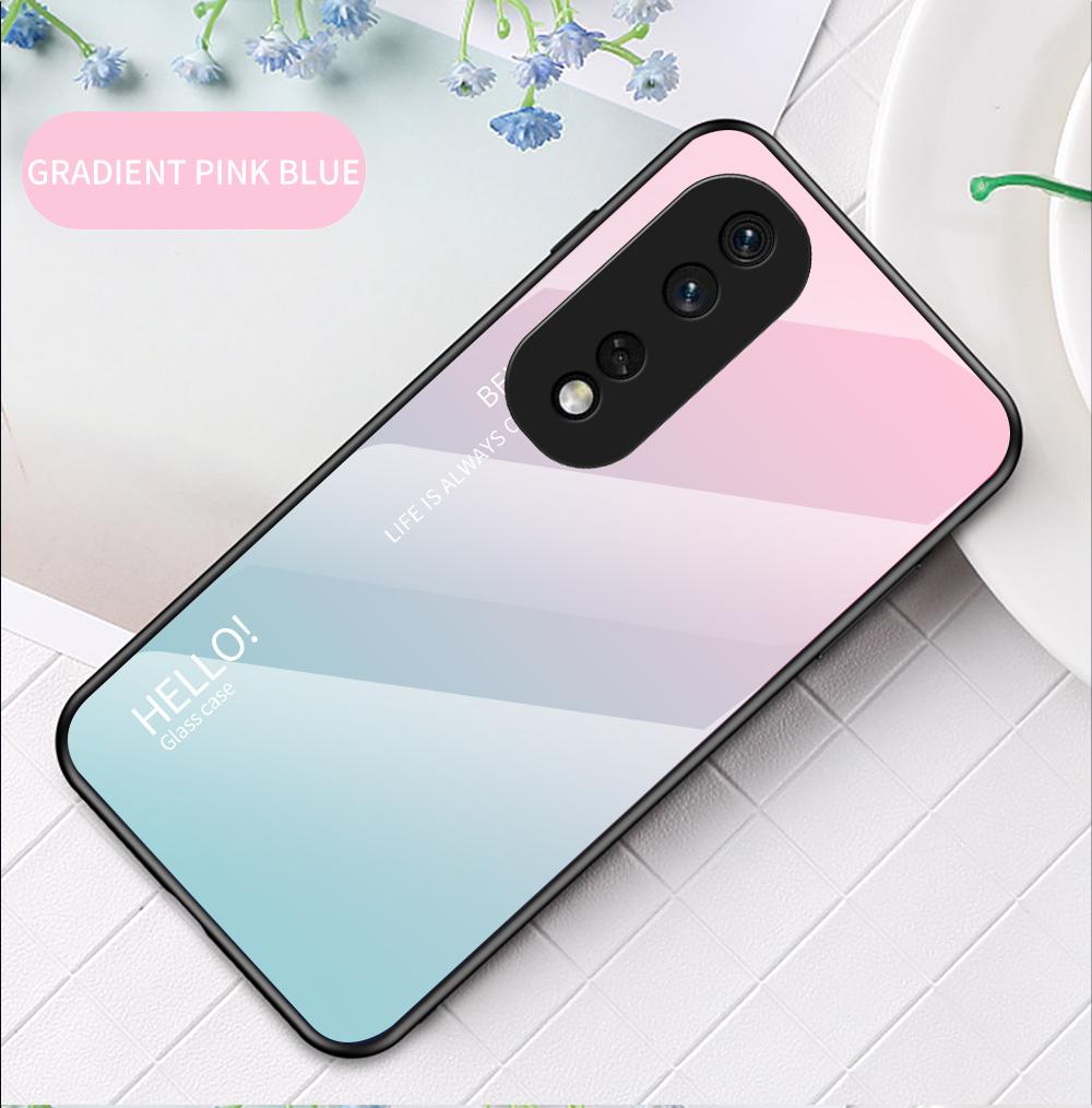 

Чехол для Honor 20 80 90 Pro 10 10i 20i 20s 80 se 9x 10 30 90 Lite 80 GT X7A X8A X9A 8S, чехол с градиентом Aurora, закаленное стекло, мягкая рамка, задняя крышка, чехол для телефона For Honor 20 розовый