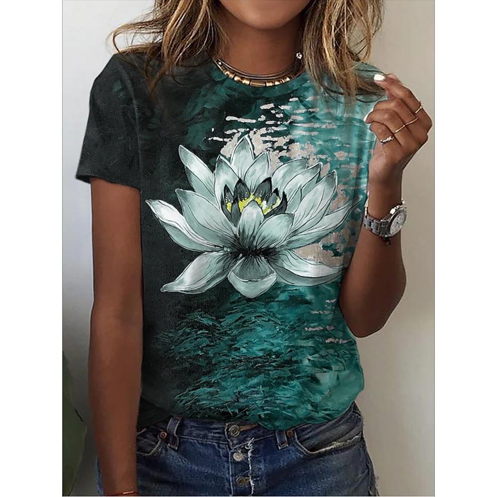 

Print T Shirt Women s T-shirt Summer Fashion Short Sleeve Tops Oversized Summer Top Female Clothing XL