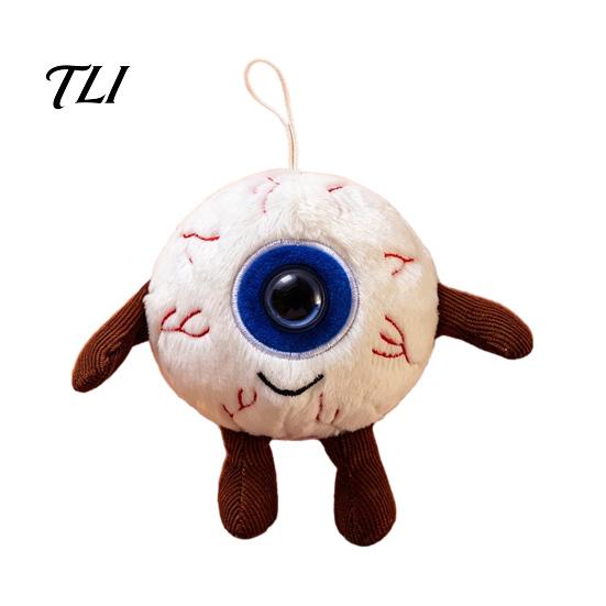 Novelty Eye Plushie Halloween Eyeball Plush Keychain, Funny Scary Stuffed Toy Pendant Polyester Fiber Doll for Backpack, Spooky Mini Bag Charm, Party
