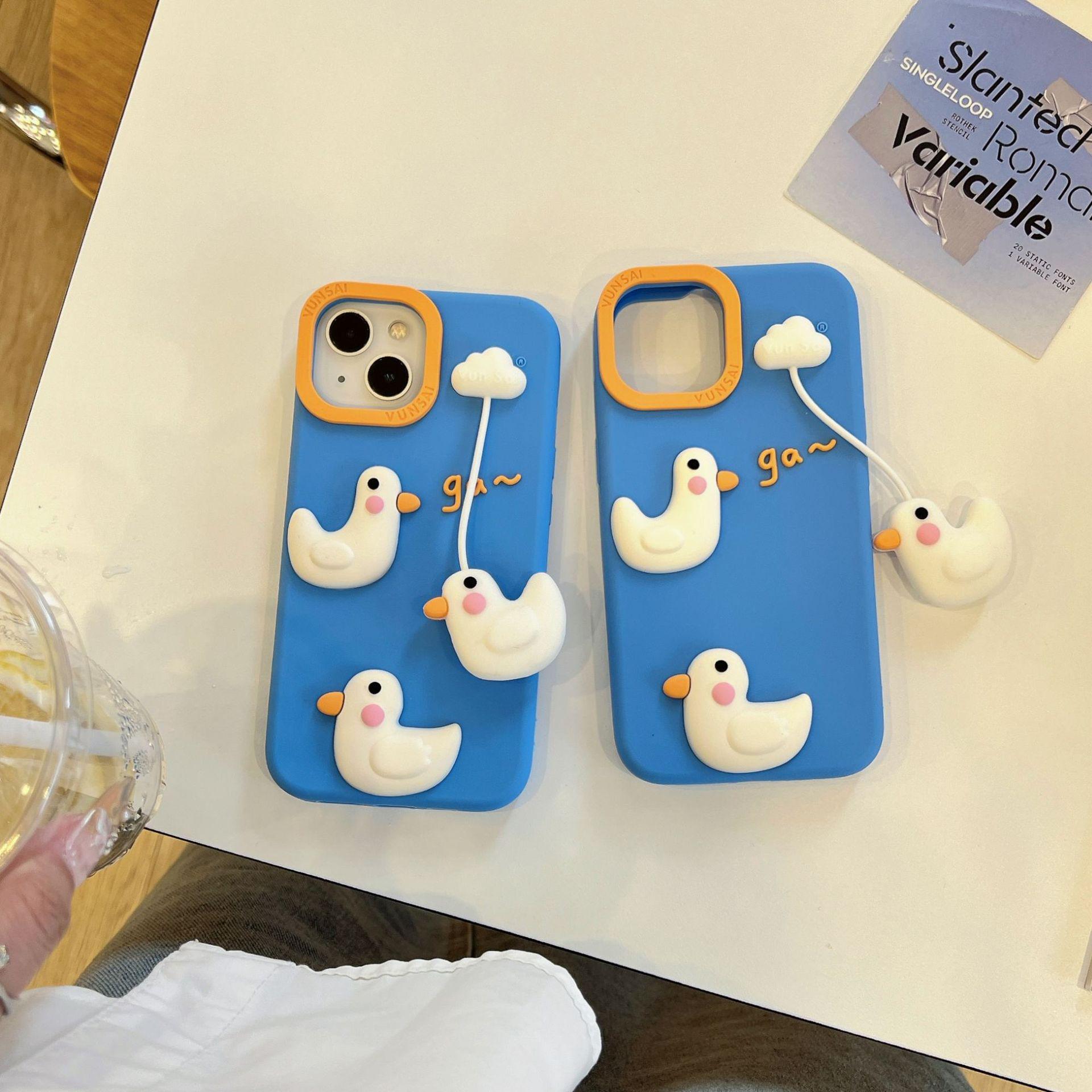 

Применимый чехол для телефона Apple Cloud 3D Утка iPhone 17/16/15/14/13 - Защита от падений, Веселый iPhone 14/15 Pro Max