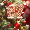 Christmas Pendant Striped Print Number 6 7 Charm 2D Acrylic Hanging Pendant Party Home Festive Cheer
