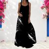 Women Plus Size Scoop Neck Strappy Sleeveless Black Printed A Line Maxi Dress