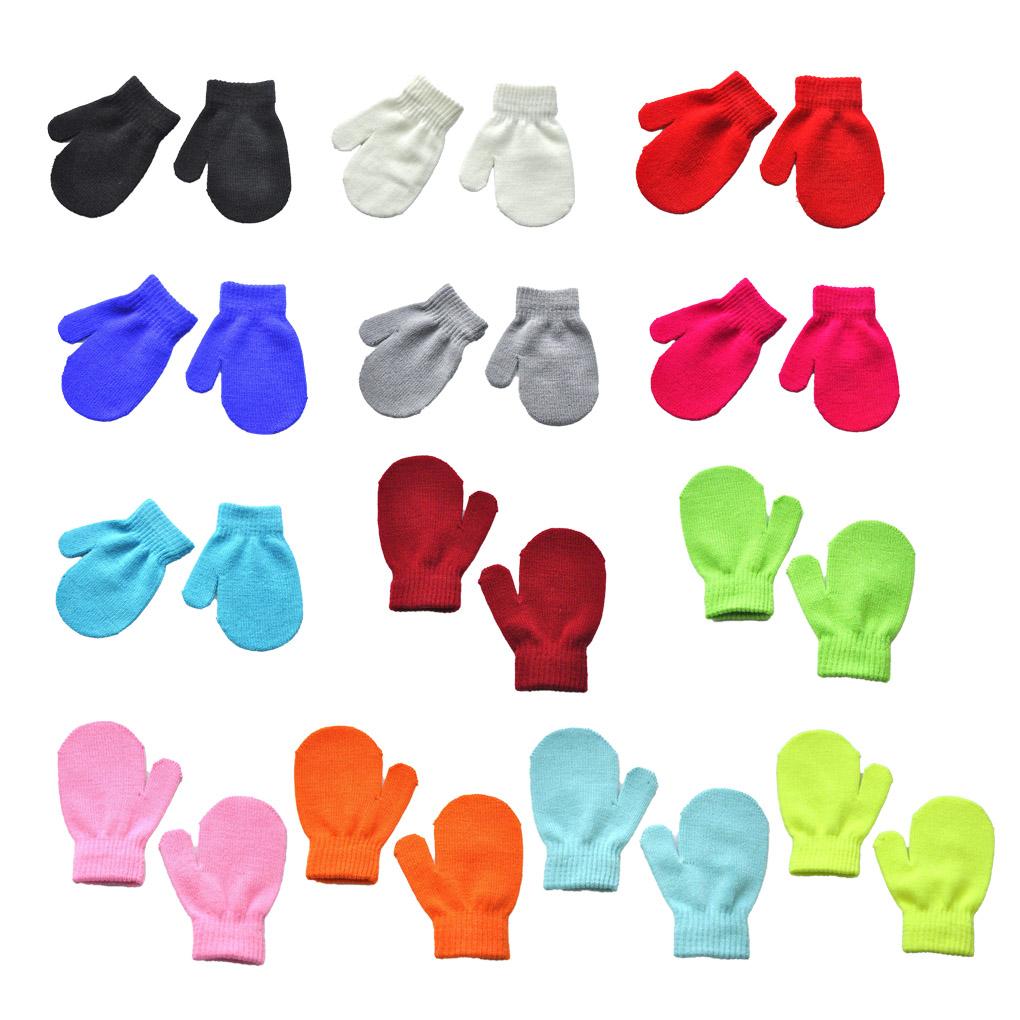 1 Pair Toddler Mittens Simple Solid Color Hand Warmers Winter Keeping-warm Cover Clothes Accessory Kids Mitten for Outdoor