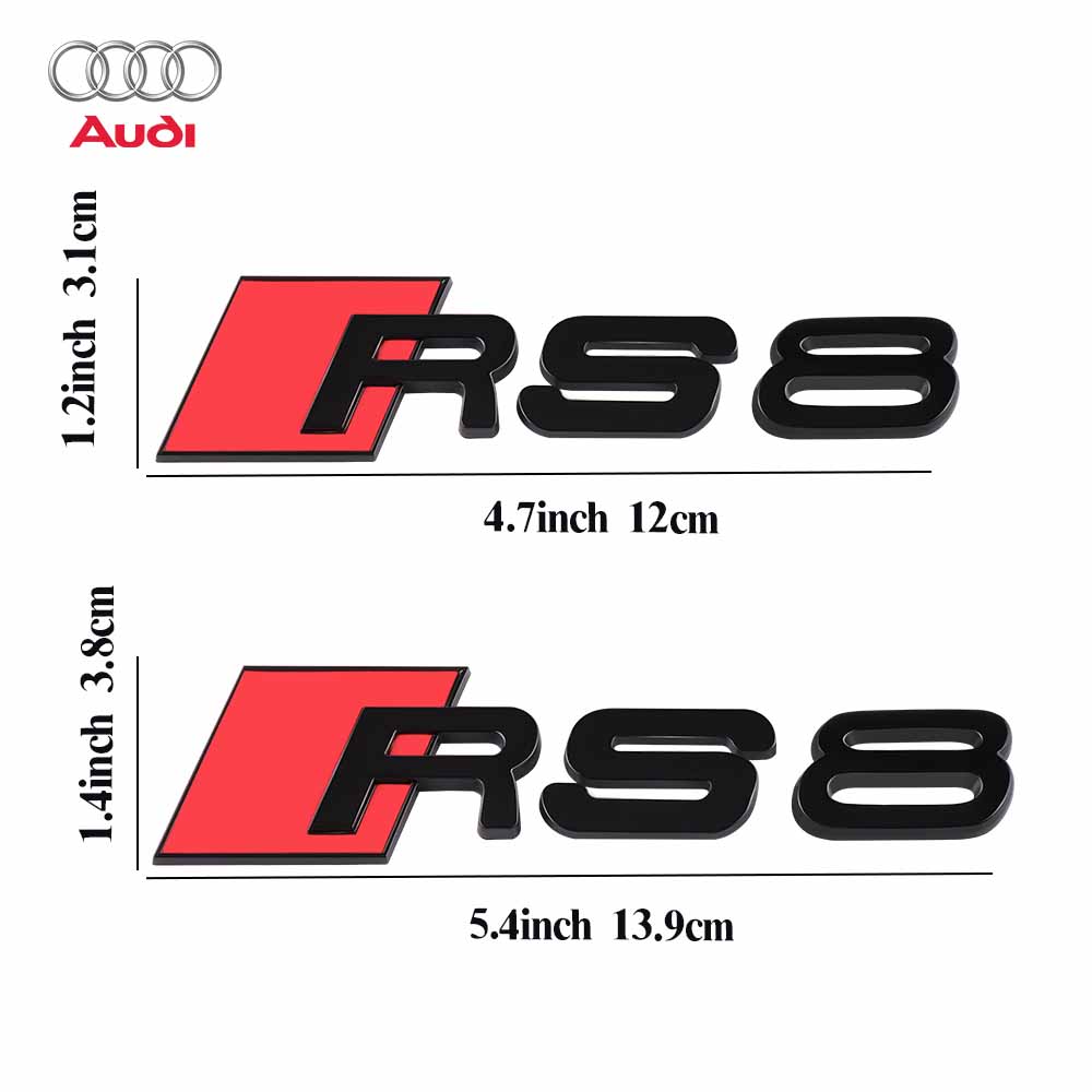 1 PZ Auto 3D ABS Nero Lucido Logo Audi RS Lettere Emblema Adesivo Copertura Centrale Per Audi RS RS3 RS6 R8 8P S4 S5 B7 S7 S8 Sline A1