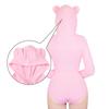 LittleForBig Cute Cotton Pajamas Hoodie with Fluffy Bear Long Size L Women's Design, Sleeves, Pink,